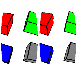 two partial views of the four cubes on the right and left sides of the image.