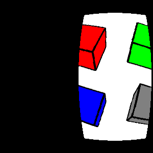 partial view of the four cubes on the right side of the image.