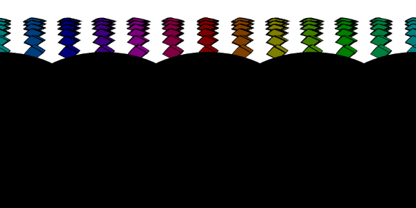 rows of colored cubes extending from the top of the image down one third of the height of the image. The rest is black.