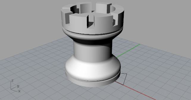 Gray 3D pedestal with ring of crenellations around the top