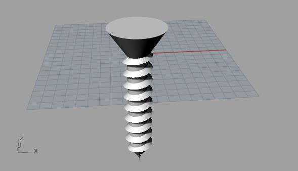 solid screw-like object with typical screw head on opposite end with the point