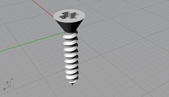 screw-like object with indentation at head for phillips head screw driver