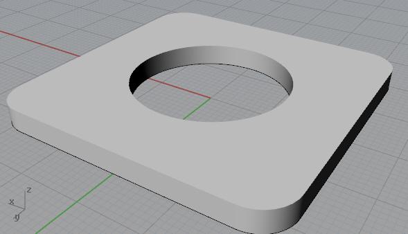 thin square object with circle cut out of center