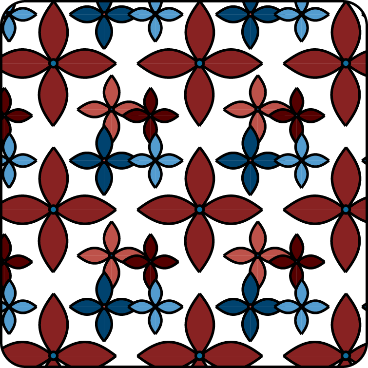Flower pattern using reddish and bluish colors.