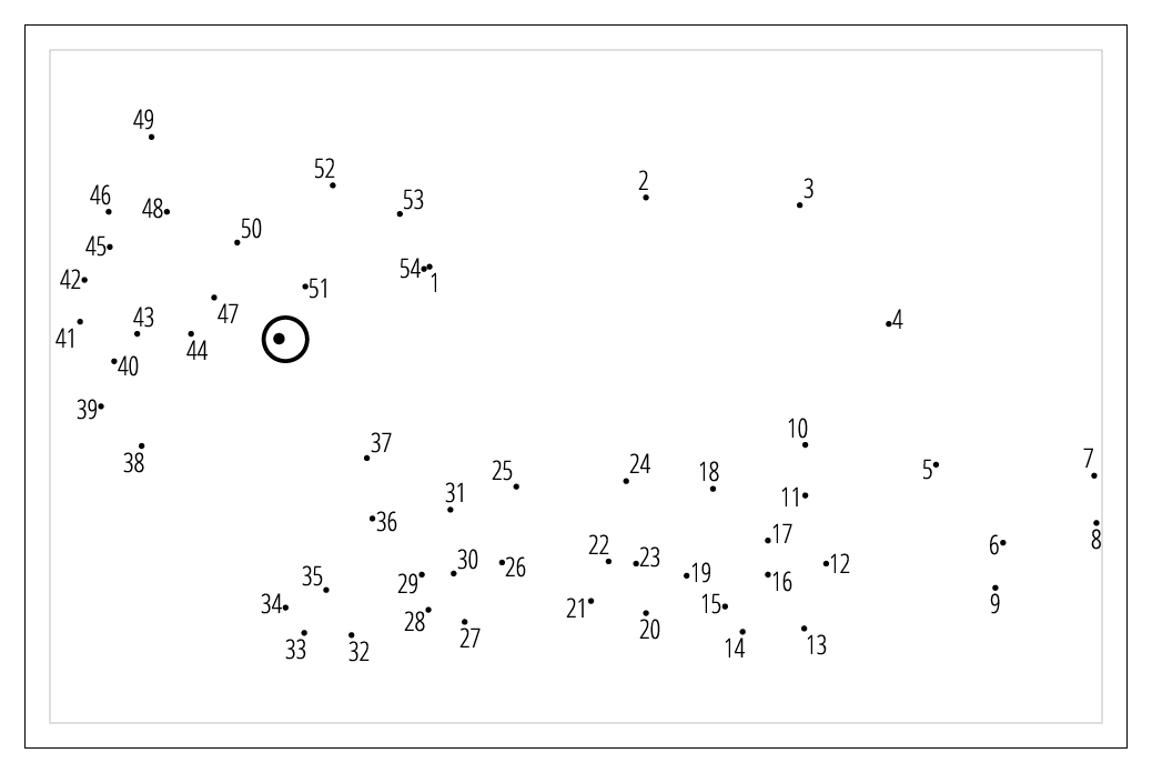 Connect the dots puzzle that becomes a Triceratops after connecting the dots