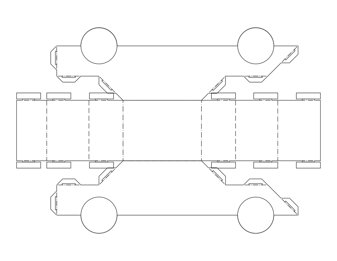 outline of cut and fold lines to turn a flat piece of paper into a model car.