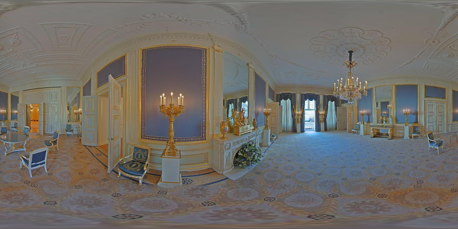 opulent room with fancy carpet and decorations