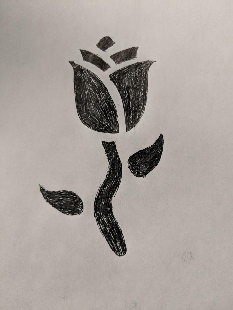 drawing of a silhouette of a single rose